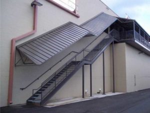 commercial steel structural canopy above stairs in New York