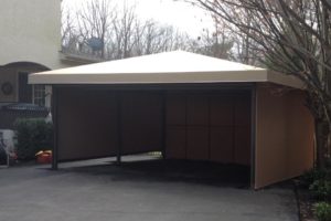 A residential garage enclosure
